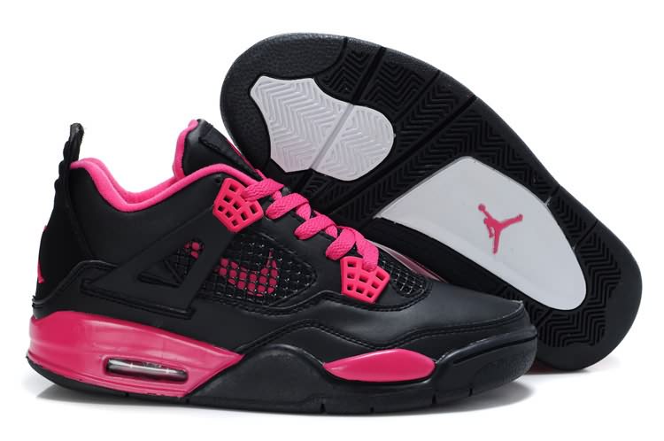 2014 Womens Air Jordans 4 Black Red Shoes
